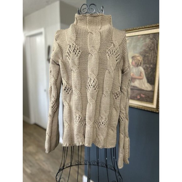 Zara Womens Tan Sweater Mock Turtle Neck Size Small - Picture 1 of 5